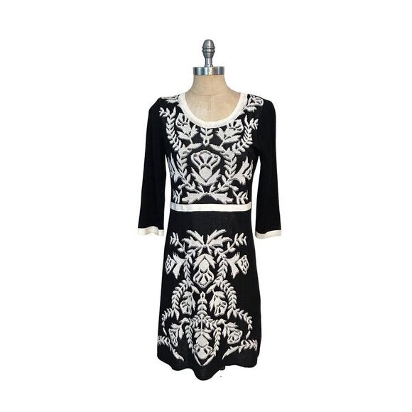 Misook Knit Dress in Black and White Damask Size XS - Picture 2 of 6